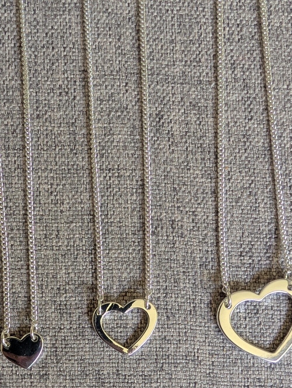 Lot of 3 Silver Tone Adjustable Heart Pendant Friendship / Family Necklaces EUC
